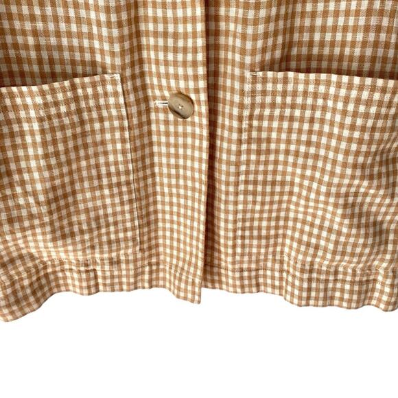 Madewell Linen Dorset Gingham Tan Cream Boyfriend Blazer NWTs size medium - Picture 6 of 12